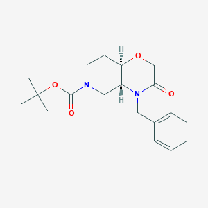 molecular formula C19H26N2O4 B13109603 tert-butyl (4aR,8aR)-4-benzyl-3-oxo-5,7,8,8a-tetrahydro-4aH-pyrido[4,3-b][1,4]oxazine-6-carboxylate 