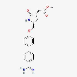 molecular formula C21H23N3O4 B13110005 methyl 2-[(3S,5S)-5-[[4-(4-carbamimidoylphenyl)phenoxy]methyl]-2-oxopyrrolidin-3-yl]acetate 