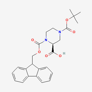 molecular formula C25H28N2O6 B1311028 (S)-1-(((9H-Fluoren-9-yl)methoxy)carbonyl)-4-(tert-butoxycarbonyl)piperazine-2-carboxylic acid CAS No. 244132-27-2