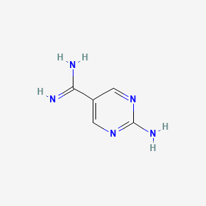 molecular formula C5H7N5 B13110788 2-Aminopyrimidine-5-carboximidamide 