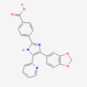 molecular formula C22H15N3O4 B1311171 4-(4-(Benzo[d][1,3]dioxol-5-yl)-5-(pyridin-2-yl)-1H-imidazol-2-yl)benzoic acid CAS No. 301836-35-1