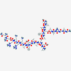 molecular formula C144H243N37O38 B131122 Helical erythrocyte lysing peptide CAS No. 143780-69-2