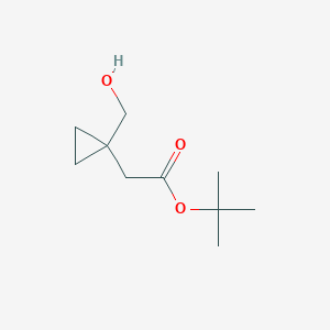 molecular formula C10H18O3 B13112724 tert-Butyl2-(1-(hydroxymethyl)cyclopropyl)acetate 