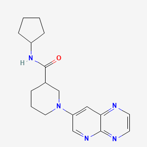 molecular formula C18H23N5O B13112878 N-Cyclopentyl-1-(pyrido[2,3-b]pyrazin-7-yl)piperidine-3-carboxamide 