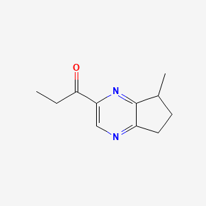 molecular formula C11H14N2O B13113090 1-(7-Methyl-6,7-dihydro-5H-cyclopenta[b]pyrazin-2-yl)propan-1-one 