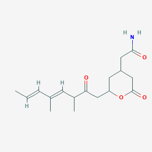 molecular formula C17H25NO4 B131132 2-(3,5-Dimethyl-2-oxo-4,6-octadienyl)tetrahydro-6-oxo-2H-pyran-4-acetamide CAS No. 154204-06-5