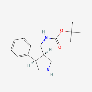 molecular formula C16H22N2O2 B13113218 tert-butyl ((3aR,8R,8aR)-1,2,3,3a,8,8a-hexahydroindeno[1,2-c]pyrrol-8-yl)carbamate 