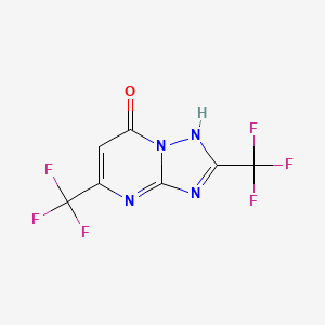 molecular formula C7H2F6N4O B13113230 2,5-Bis(trifluoromethyl)[1,2,4]triazolo[1,5-a]pyrimidin-7(1H)-one CAS No. 198953-52-5
