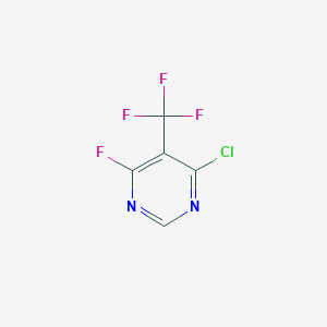 molecular formula C5HClF4N2 B13113662 4-Chloro-6-fluoro-5-(trifluoromethyl)pyrimidine 
