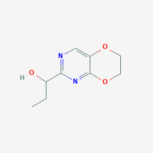 molecular formula C9H12N2O3 B13113856 1-(6,7-Dihydro-[1,4]dioxino[2,3-d]pyrimidin-2-yl)propan-1-ol 