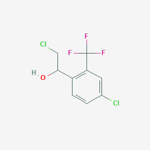 molecular formula C9H7Cl2F3O B13113984 2-Chloro-1-(4-chloro-2-(trifluoromethyl)phenyl)ethanol 