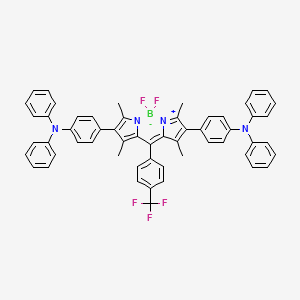 molecular formula C56H44BF5N4 B13114011 4-[2,2-difluoro-4,6,10,12-tetramethyl-11-[4-(N-phenylanilino)phenyl]-8-[4-(trifluoromethyl)phenyl]-1-aza-3-azonia-2-boranuidatricyclo[7.3.0.03,7]dodeca-3,5,7,9,11-pentaen-5-yl]-N,N-diphenylaniline 