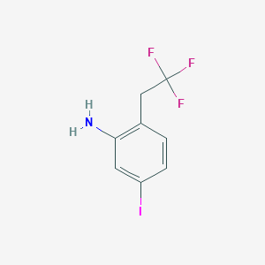 molecular formula C8H7F3IN B13114386 5-Iodo-2-(2,2,2-trifluoroethyl)benzenamine 