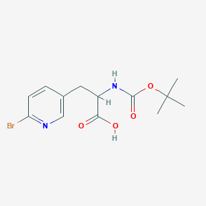 molecular formula C13H17BrN2O4 B13114613 3-(6-Bromopyridin-3-yl)-2-[(2-methylpropan-2-yl)oxycarbonylamino]propanoic acid 