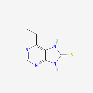 molecular formula C7H8N4S B13114652 6-ethyl-7H-purine-8(9H)-thione 
