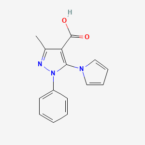 molecular formula C15H13N3O2 B1311540 3-Methyl-1-phenyl-5-(1H-pyrrol-1-yl)-1H-pyrazole-4-carboxylic acid CAS No. 958990-05-1