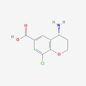 molecular formula C10H10ClNO3 B13115510 (R)-4-amino-8-chlorochromane-6-carboxylicacidhydrochloride 