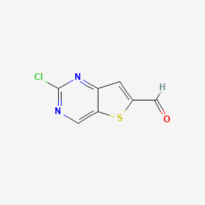 molecular formula C7H3ClN2OS B13115562 2-Chlorothieno[3,2-d]pyrimidine-6-carbaldehyde 