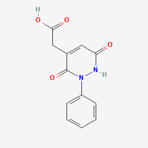 molecular formula C12H10N2O4 B13115576 (3,6-Dioxo-2-phenyl-1,2,3,6-tetrahydro-4-pyridazinyl)acetic acid CAS No. 5338-29-4