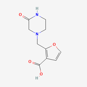 molecular formula C10H12N2O4 B13115782 2-((3-Oxopiperazin-1-yl)methyl)furan-3-carboxylicacid 
