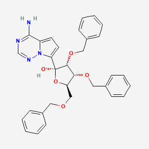 molecular formula C32H32N4O5 B13115972 (2S,3R,4R,5R)-2-(4-Aminopyrrolo[2,1-f][1,2,4]triazin-7-yl)-3,4-bis(benzyloxy)-5-((benzyloxy)methyl)tetrahydrofuran-2-ol 