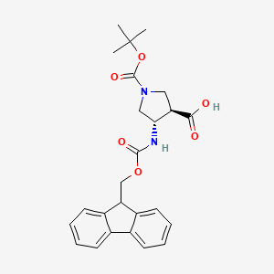 molecular formula C25H28N2O6 B1311615 (3R,4S)-4-((((9H-Fluoren-9-yl)methoxy)carbonyl)amino)-1-(tert-butoxycarbonyl)pyrrolidine-3-carboxylic acid CAS No. 267230-44-4