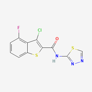 molecular formula C11H5ClFN3OS2 B13116341 3-chloro-4-fluoro-N-(1,3,4-thiadiazol-2-yl)-1-benzothiophene-2-carboxamide 