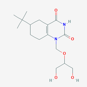 molecular formula C16H26N2O5 B131164 1-N-(1,3-Dihydroxy-2-propoxymethyl)-6-(tert-butyl)-5,6,7,8-tetrahydro-2,4-quinazolinedione CAS No. 145066-23-5