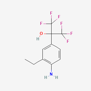 molecular formula C11H11F6NO B13116409 2-(4-Amino-3-ethyl-phenyl)-1,1,1,3,3,3-hexafluoro-propan-2-ol 
