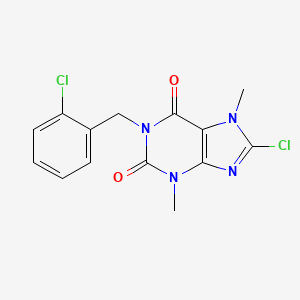 molecular formula C14H12Cl2N4O2 B13116571 8-chloro-1-(2-chlorobenzyl)-3,7-dimethyl-3,7-dihydro-1H-purine-2,6-dione 