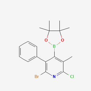 molecular formula C18H20BBrClNO2 B13116610 2-Bromo-6-chloro-5-methyl-3-phenyl-4-(4,4,5,5-tetramethyl-1,3,2-dioxaborolan-2-yl)pyridine 