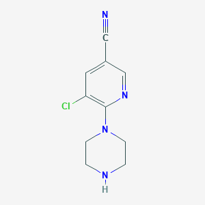 molecular formula C10H11ClN4 B13116789 5-Chloro-6-(piperazin-1-yl)nicotinonitrile 