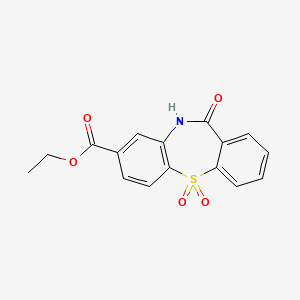 molecular formula C16H13NO5S B13116837 Ethyl11-oxo-10,11-dihydrodibenzo[b,f][1,4]thiazepine-8-carboxylate5,5-dioxide 