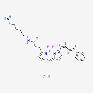 molecular formula C28H34BClF2N4O B13116923 N-(6-aminohexyl)-3-[2,2-difluoro-12-[(1Z,3E)-4-phenylbuta-1,3-dienyl]-3-aza-1-azonia-2-boranuidatricyclo[7.3.0.03,7]dodeca-1(12),4,6,8,10-pentaen-4-yl]propanamide;hydrochloride 
