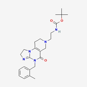 molecular formula C24H33N5O3 B13116939 tert-butyl N-[2-[7-[(2-methylphenyl)methyl]-8-oxo-2,5,7,11-tetrazatricyclo[7.4.0.02,6]trideca-1(9),5-dien-11-yl]ethyl]carbamate 