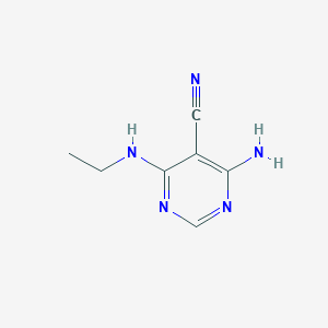 molecular formula C7H9N5 B13117436 4-Amino-6-(ethylamino)pyrimidine-5-carbonitrile 