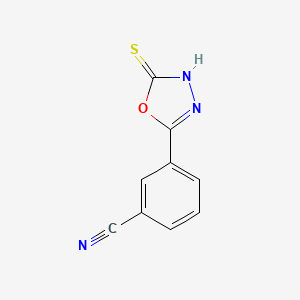 molecular formula C9H5N3OS B1311768 3-(5-Mercapto-1,3,4-oxadiazol-2-yl)benzonitrile CAS No. 203268-77-3