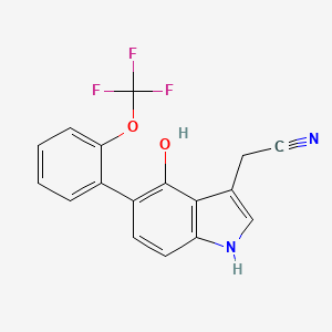 molecular formula C17H11F3N2O2 B13117928 4-Hydroxy-5-(2-(trifluoromethoxy)phenyl)indole-3-acetonitrile 