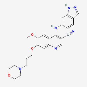 molecular formula C25H26N6O3 B1311805 4-((1H-Indazol-6-yl)amino)-6-methoxy-7-(3-morpholinopropoxy)quinoline-3-carbonitrile CAS No. 263170-58-7
