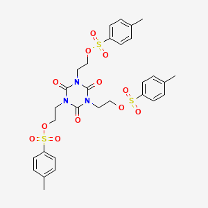 molecular formula C30H33N3O12S3 B13118098 2-[3,5-Bis[2-(4-methylphenyl)sulfonyloxyethyl]-2,4,6-trioxo-1,3,5-triazinan-1-yl]ethyl 4-methylbenzenesulfonate 