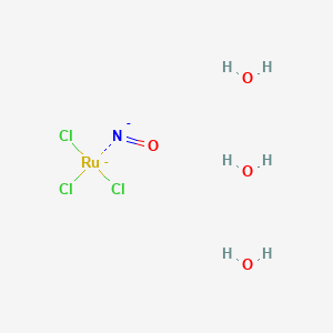 molecular formula Cl3H6NO4Ru-2 B13118140 Ruthenium(II)NitrosylChloridetrihydrate 