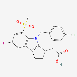 molecular formula C21H19ClFNO4S B1311818 2-(4-(4-Chlorobenzyl)-7-fluoro-5-(methylsulfonyl)-1,2,3,4-tetrahydrocyclopenta[b]indol-3-yl)acetic acid CAS No. 571170-81-5