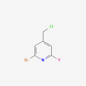 molecular formula C6H4BrClFN B13118326 2-Bromo-4-(chloromethyl)-6-fluoropyridine 