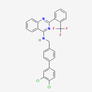 molecular formula C28H18Cl2F3N3 B13118467 N-((3',4'-Dichloro-[1,1'-biphenyl]-4-yl)methyl)-2-(2-(trifluoromethyl)phenyl)quinazolin-4-amine 