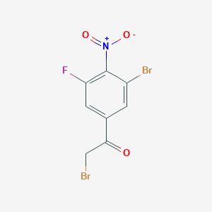 molecular formula C8H4Br2FNO3 B13118770 2-Bromo-1-(3-bromo-5-fluoro-4-nitrophenyl)ethanone 