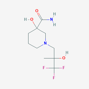 molecular formula C10H17F3N2O3 B13118828 3-Hydroxy-1-(3,3,3-trifluoro-2-hydroxy-2-methylpropyl)piperidine-3-carboxamide 
