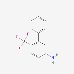 molecular formula C13H10F3N B13118940 5-Amino-2-(trifluoromethyl)biphenyl 