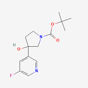 molecular formula C14H19FN2O3 B13119555 Tert-butyl 3-(5-fluoropyridin-3-yl)-3-hydroxypyrrolidine-1-carboxylate 