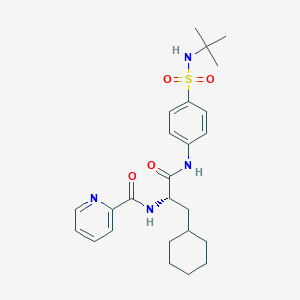 molecular formula C25H34N4O4S B13119964 (S)-N-(1-((4-(N-(tert-Butyl)sulfamoyl)phenyl)amino)-3-cyclohexyl-1-oxopropan-2-yl)picolinamide 