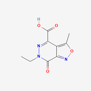 molecular formula C9H9N3O4 B13120124 6-Ethyl-3-methyl-7-oxo-6,7-dihydro[1,2]oxazolo[3,4-d]pyridazine-4-carboxylic acid CAS No. 720718-58-1